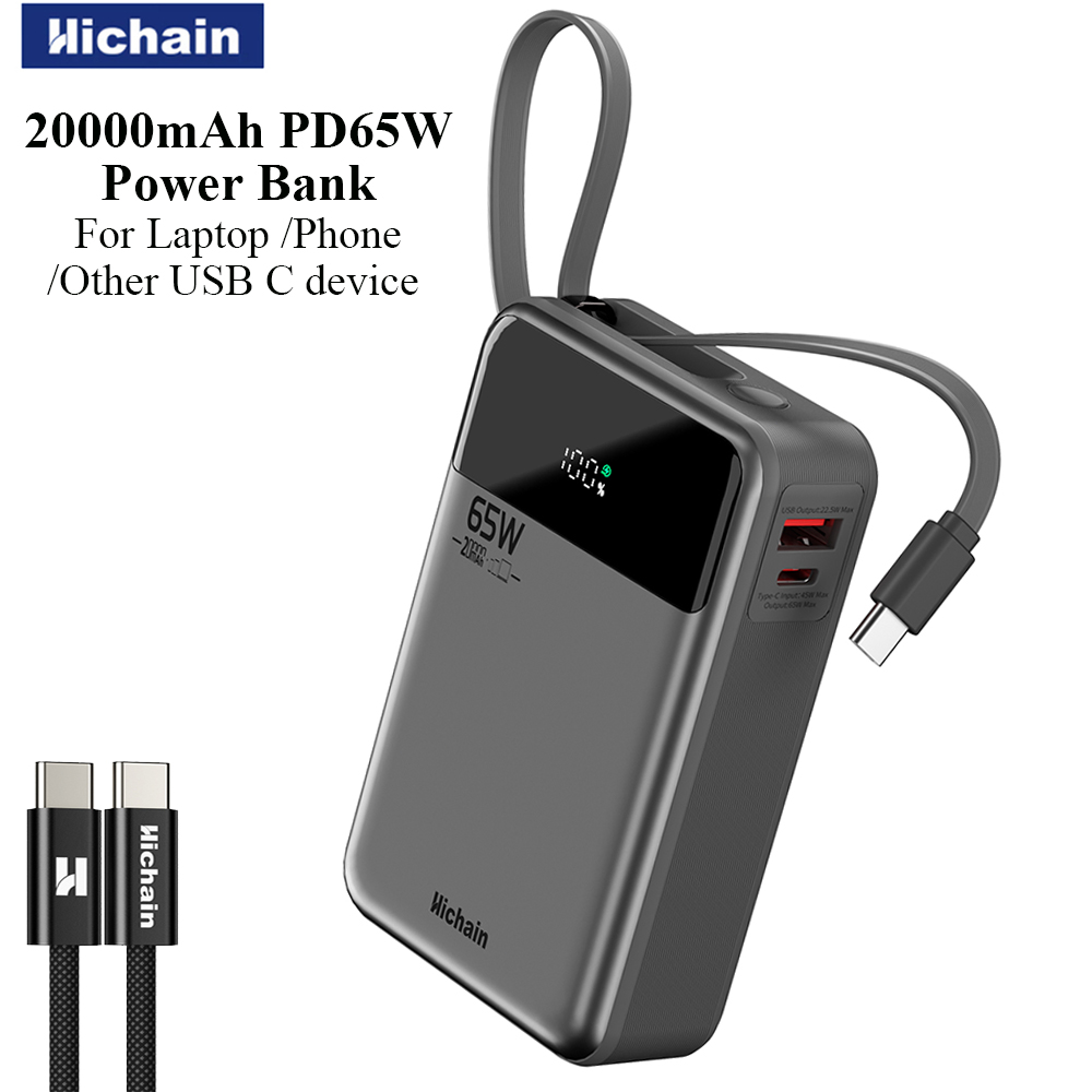 Wired Earphone Lightning - Hichain PD65W Powerbank 20000mAh Dahili USB-C